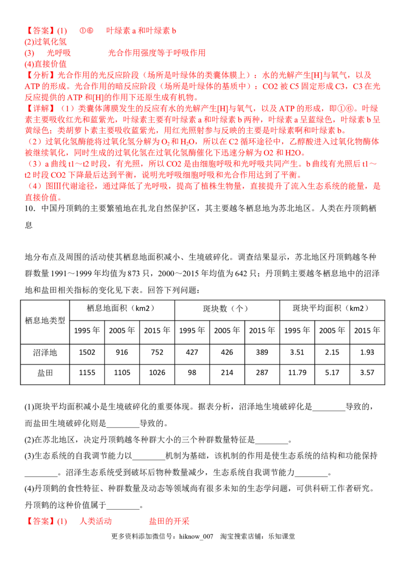 4.2生物多样性及其保护（解析版）_E015高中全科试卷_生物试题_选修2_2.同步练习_1.课后培优练2023年