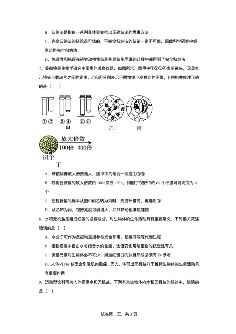 山东省德州市夏津育中万隆中英文高级中学2024-2025学年高一6月月考生物试题_2024-2025高一（7-7月题库）_2025年7月
