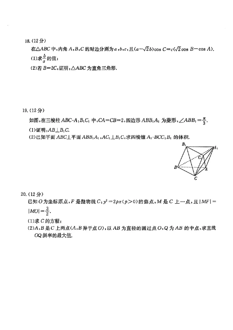 全国甲卷四川省金太阳2024年(届)高三下学期5月大联考（金太阳下标向上箭头24-486C）文科数学试卷_2024年5月_01按日期_23号_2024届四川省金太阳（箭头）高三5月大联考