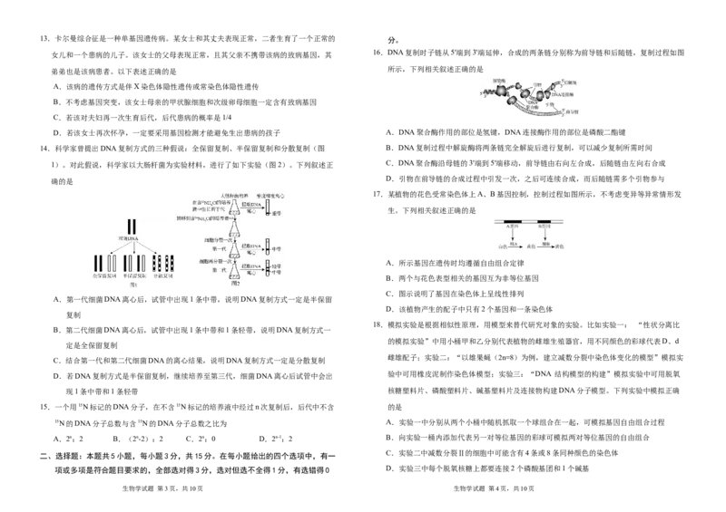 吉林省长春外国语学校2024-2025学年高一下学期期中考试生物Word版含答案_2024-2025高一（7-7月题库）_2025年6月7.10新增_0604吉林省长春外国语学校2024-2025学年高一下学期期中考试