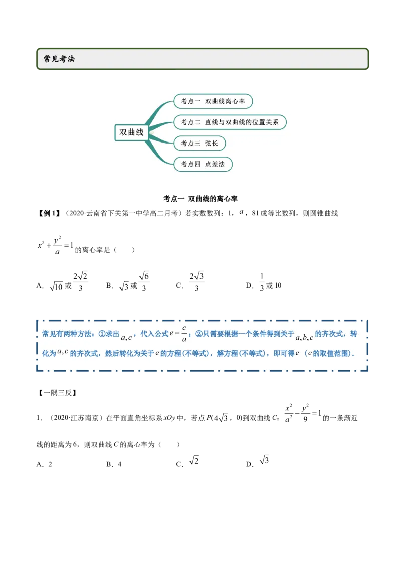 3.2.2双曲线（第二课时）（精讲）（原卷版）_E015高中全科试卷_数学试题_选修1_02.同步练习_3.同步练习_3.2.2双曲线（第二课时）（精讲）