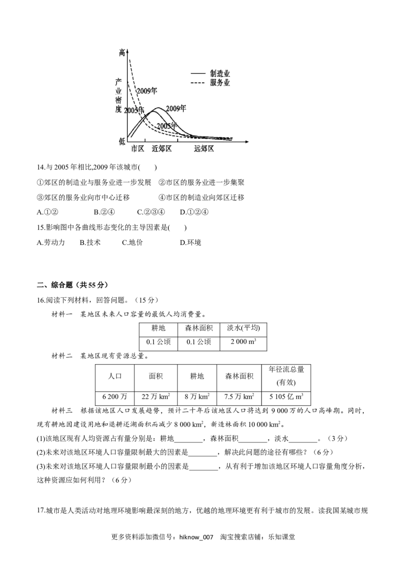 新教材精创第1-3单元测试卷提高版（1）（原卷版）_E015高中全科试卷_地理试题_必修2_2.同步练习_同步练习（第二套）
