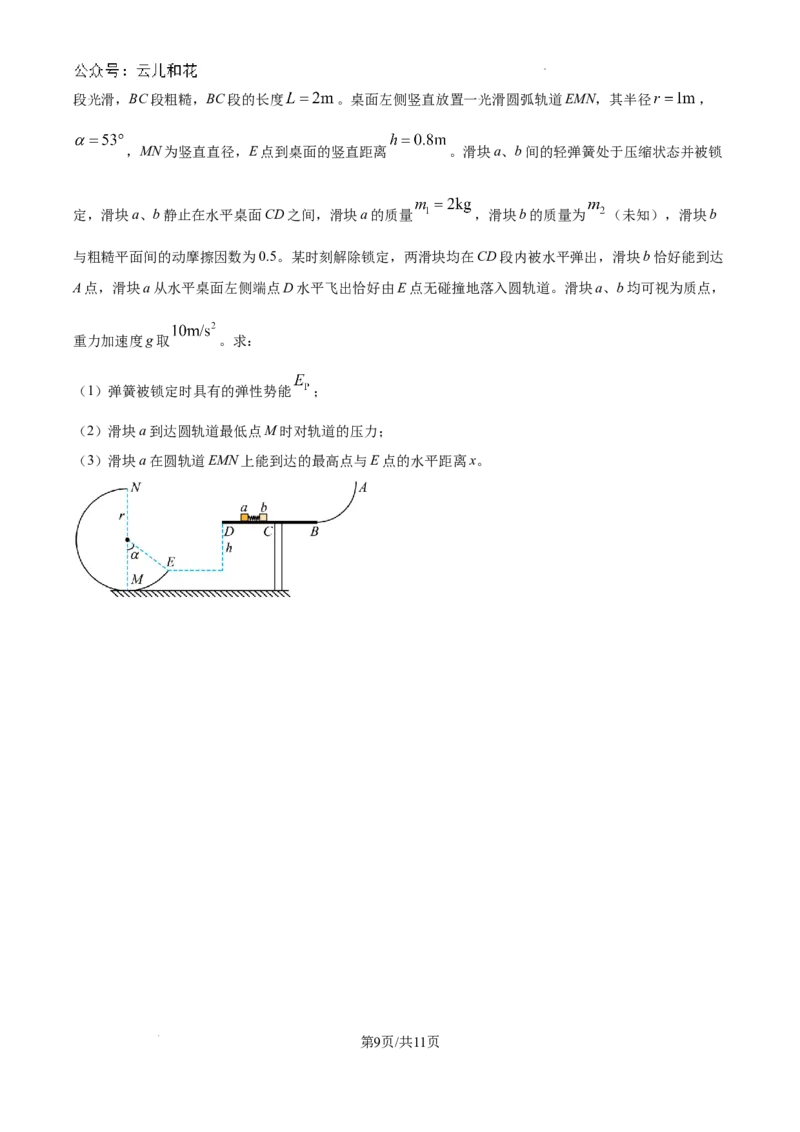 四川省眉山市2023-2024学年高一下学期期末考试物理试题_2024-2025高一（7-7月题库）_2024年8月试卷_0824四川省眉山市2023-2024学年高一下学期期末考试