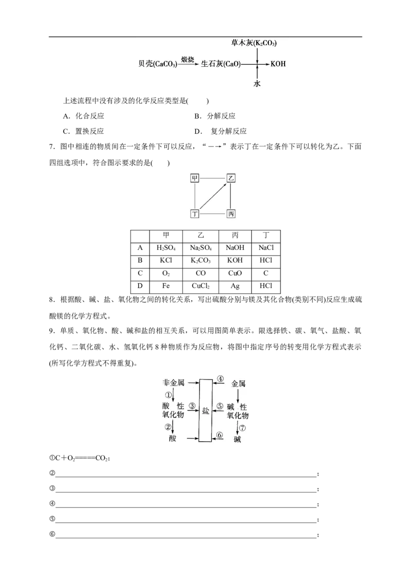 新教材精创1.2物质的转化练习（原卷版）_E015高中全科试卷_化学试题_必修1_1.新版人教版高中化学试卷必修一_1.同步练习_5.同步练习（第五套）