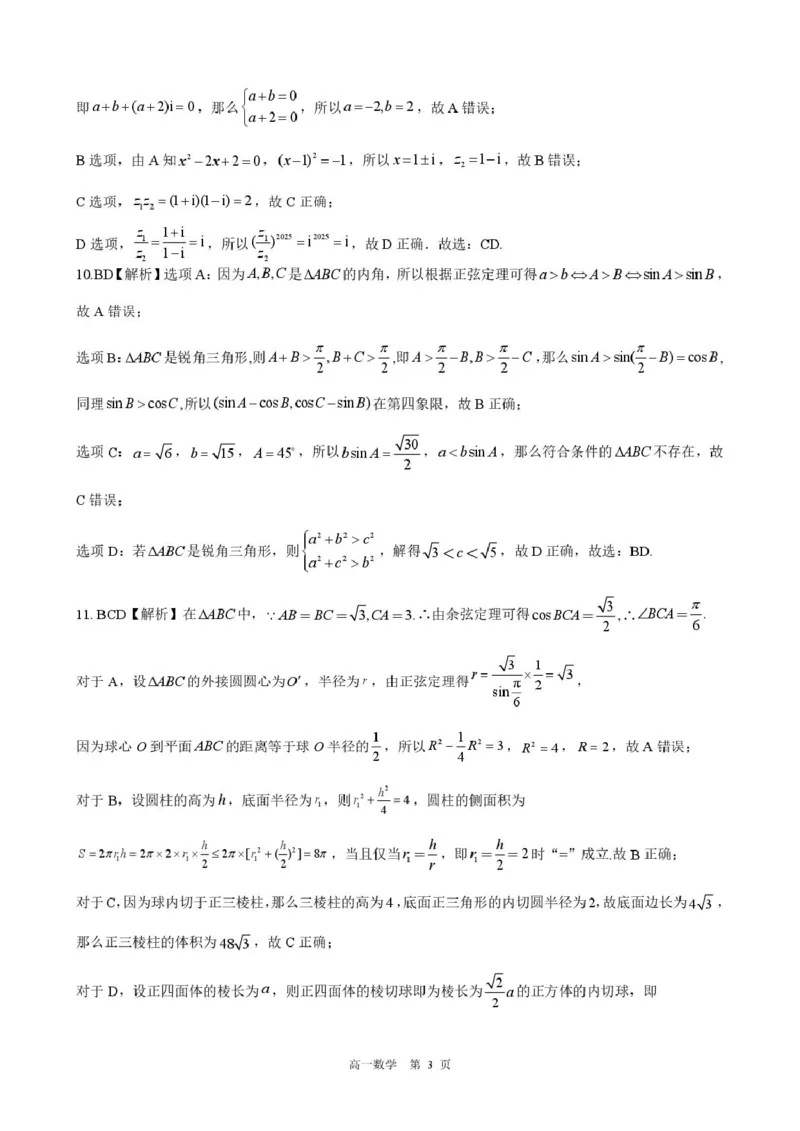 河北省NT20名校联合体2024-2025学年高一下学期4月期中考试数学PDF版含解析_2024-2025高一（7-7月题库）_2025年05月试卷_0522河北省NT20名校联合体2024-2025学年高一下学期4月期中考试