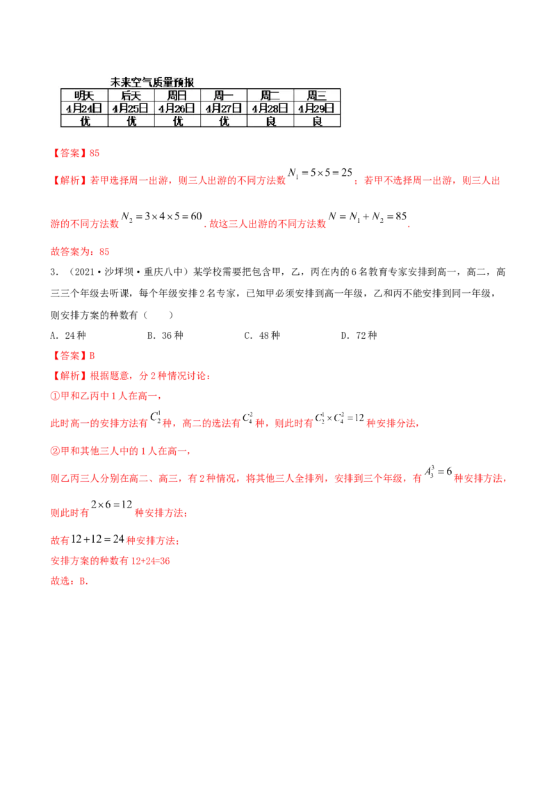 6.1分类加法计数原理与分步乘法计数原理（精讲）（解析版）_E015高中全科试卷_数学试题_选修3_02.同步练习_同步练习-举一反三（第三套）