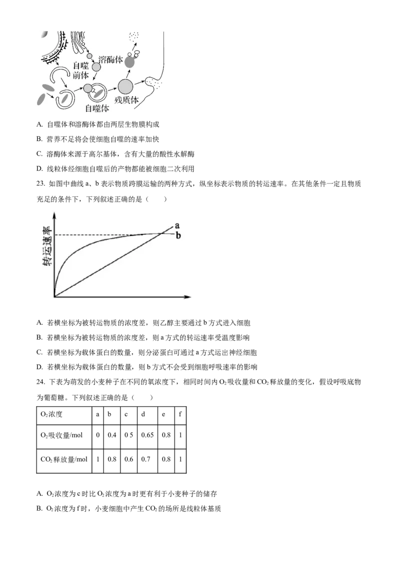 安徽省部分地市2024-2025学年高一下学期开学考试生物学试题（含答案）_2024-2025高一（7-7月题库）_2025年03月试卷_0318安徽省部分地市2024-2025学年高一下学期开学考试