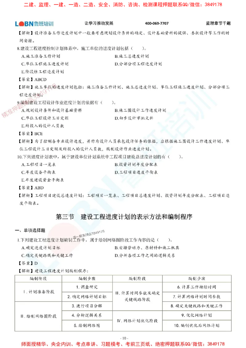 2025年监理《进度控制（土木建筑工程）》章节千题-答案版_监理工程师_2025监理工程师_2025年监理工程师SVIP_2025年监理土建控制SVIP_01-精华文档✿电子教材✿历年真题