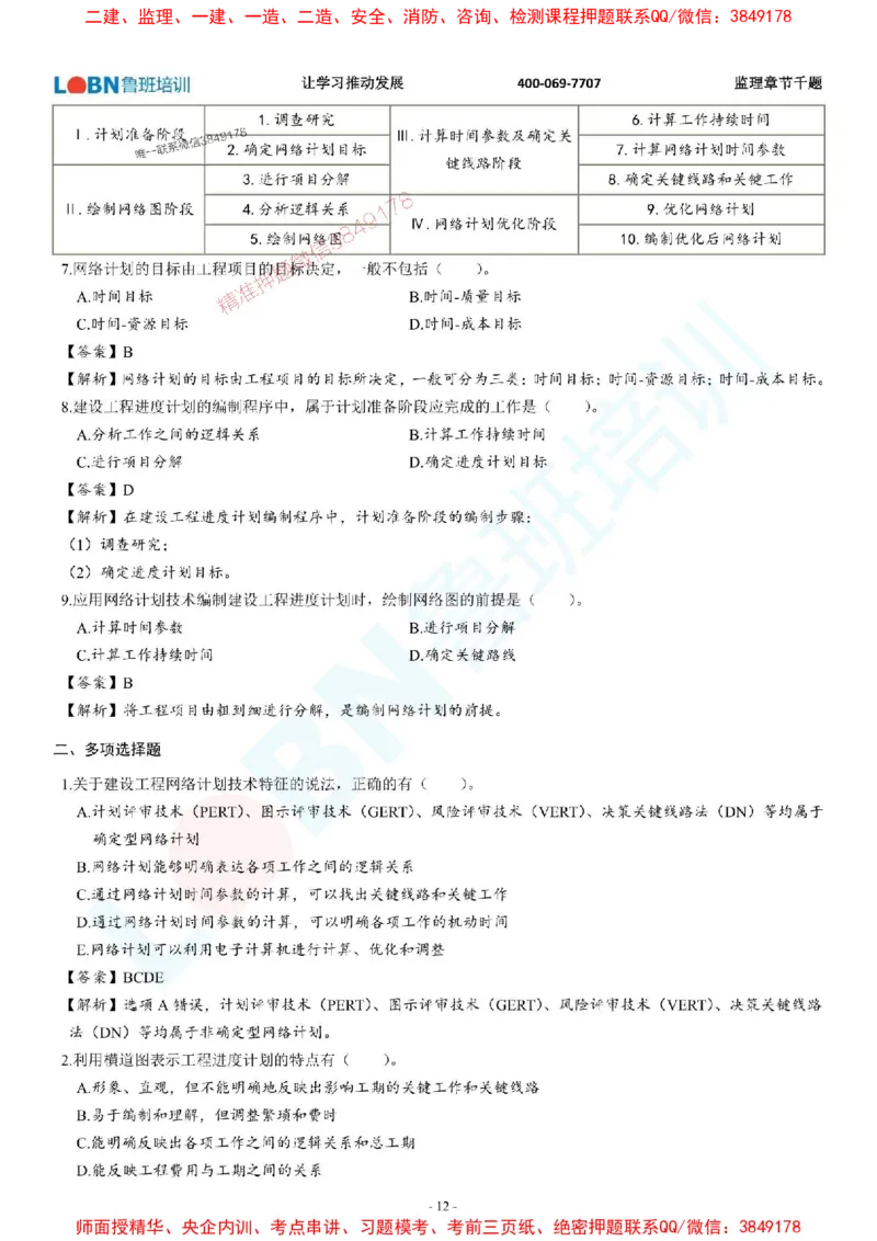 2025年监理《进度控制（土木建筑工程）》章节千题-答案版_监理工程师_2025监理工程师_2025年监理工程师SVIP_2025年监理土建控制SVIP_01-精华文档✿电子教材✿历年真题