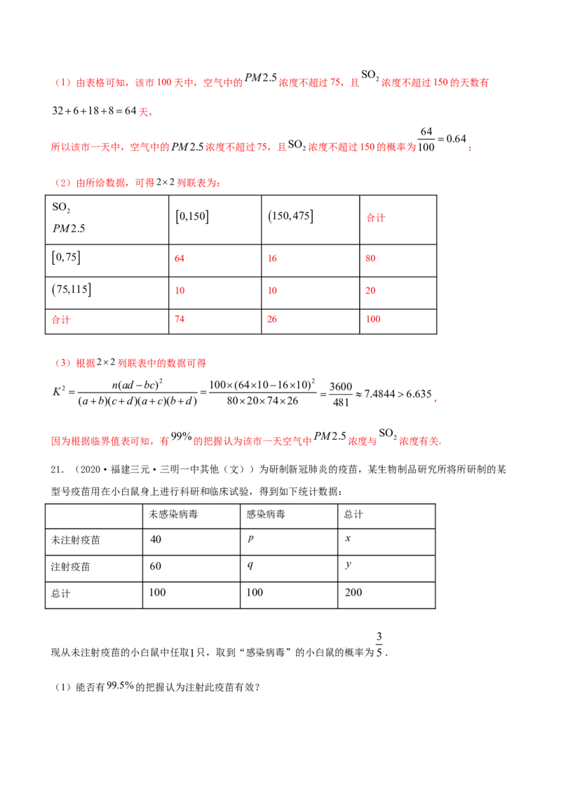 专题37分类变量与列联表（解析版）_E015高中全科试卷_数学试题_选修3_05.专项训练_专题37分类变量与列联表