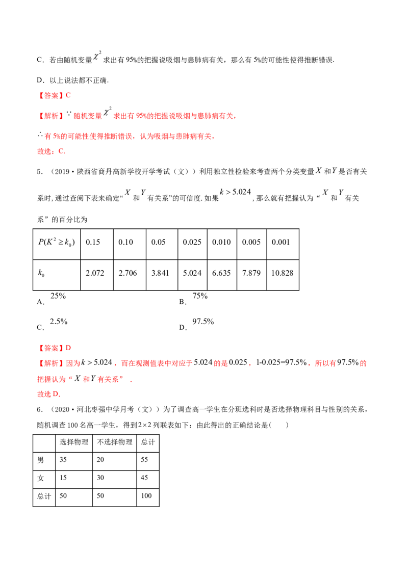 专题37分类变量与列联表（解析版）_E015高中全科试卷_数学试题_选修3_05.专项训练_专题37分类变量与列联表