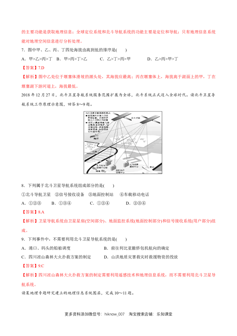 新教材精创6.4地理信息技术在防灾减灾中的应用同步练习（2）（解析版）_E015高中全科试卷_地理试题_必修1_2.同步练习_同步练习（第二套）