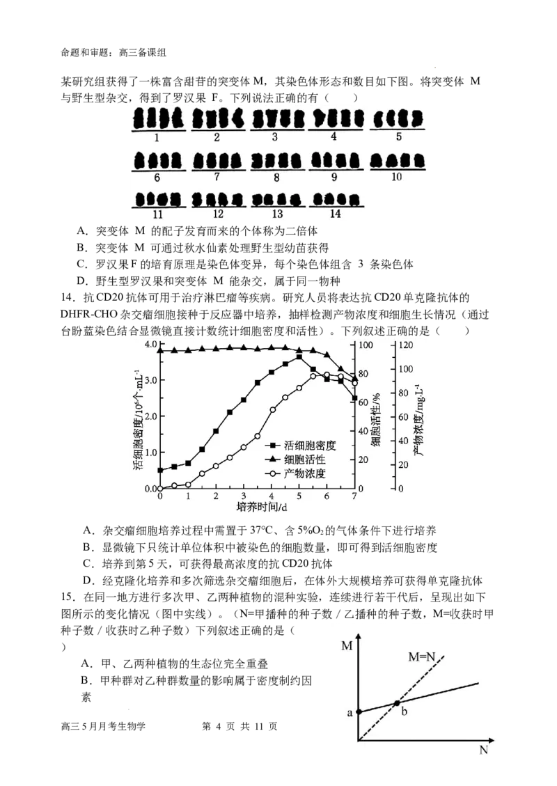 南宁二中高三5月月考试卷生物_2024年5月_01按日期_23号_2024届广西南宁市第二中学高三下学期5月月考_广西南宁市第二中学2023-2024学年高三下学期5月月考生物试题