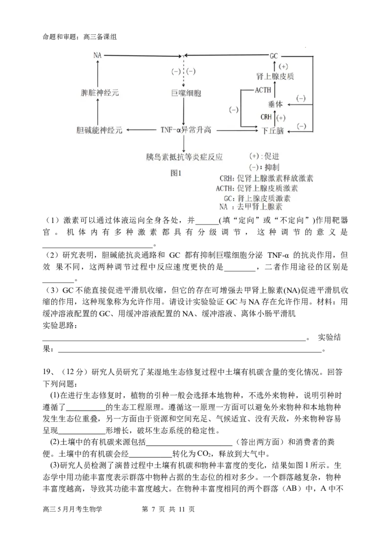 南宁二中高三5月月考试卷生物_2024年5月_01按日期_23号_2024届广西南宁市第二中学高三下学期5月月考_广西南宁市第二中学2023-2024学年高三下学期5月月考生物试题