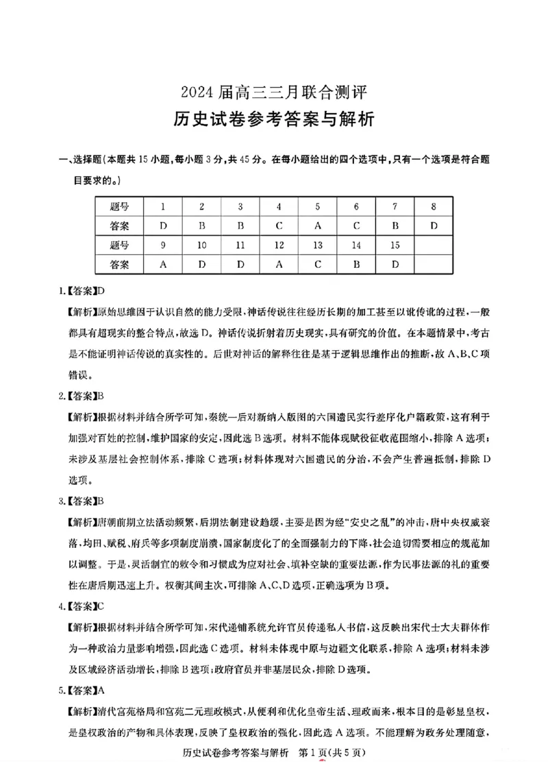 去手写_2024届高三三月联合测评(3)_2024年3月_013月合集_2024届湖北省圆创高中名校联盟高三下学期3月联合测评_湖北省圆创高中名校联盟2024届高三下学期3月联合测评历史
