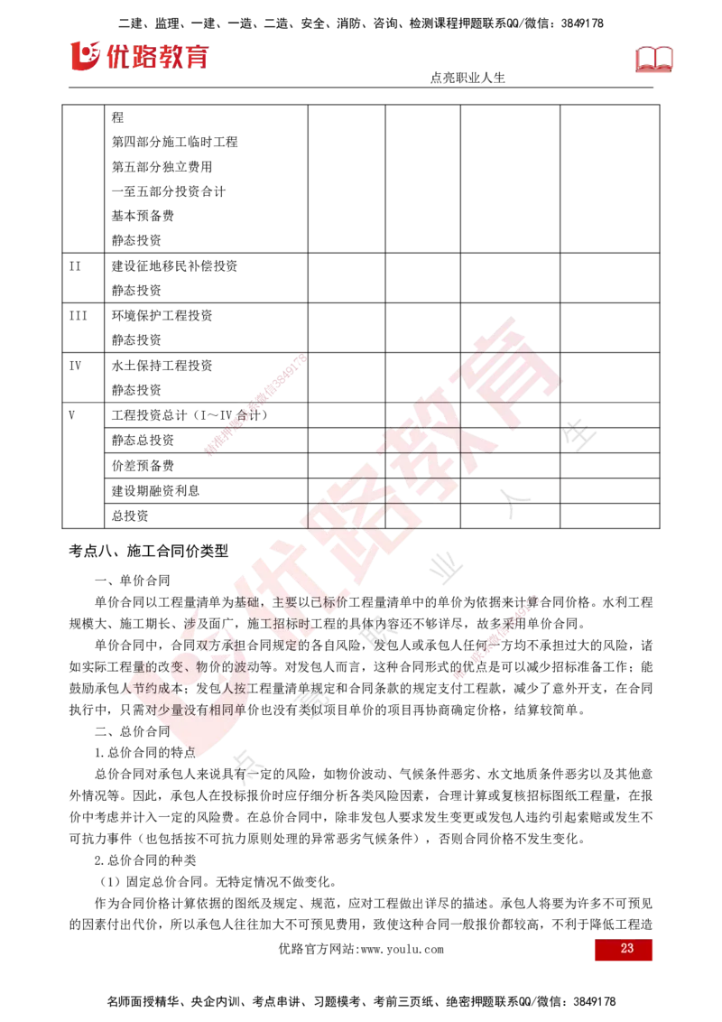 2025年监理《投资控制（水利）》冲刺（打印版）_监理工程师_2025监理工程师_2025年监理工程师SVIP_2025年监理水利控制SVIP_04-冲刺串讲✿考点强化✿小灶集训_讲义