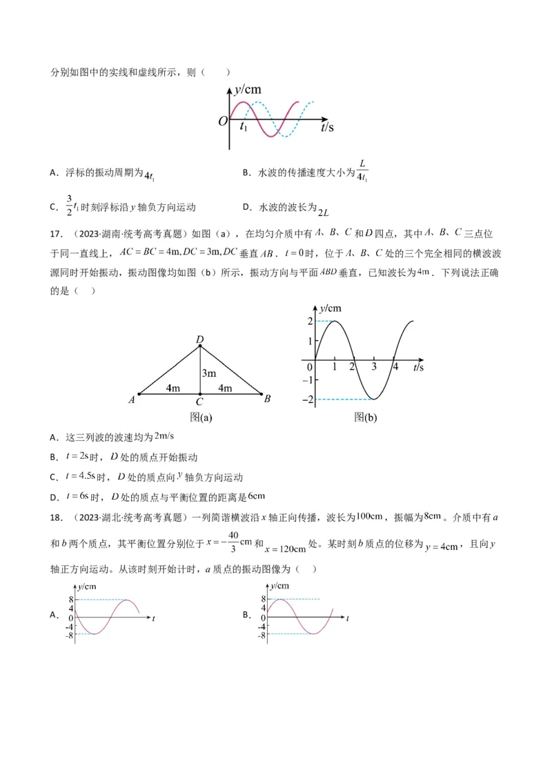 专题17机械振动与机械波学易金卷：三年（2021-2023）高考物理真题分项汇编（全国通用）（原卷版）_2024年4月_其他
