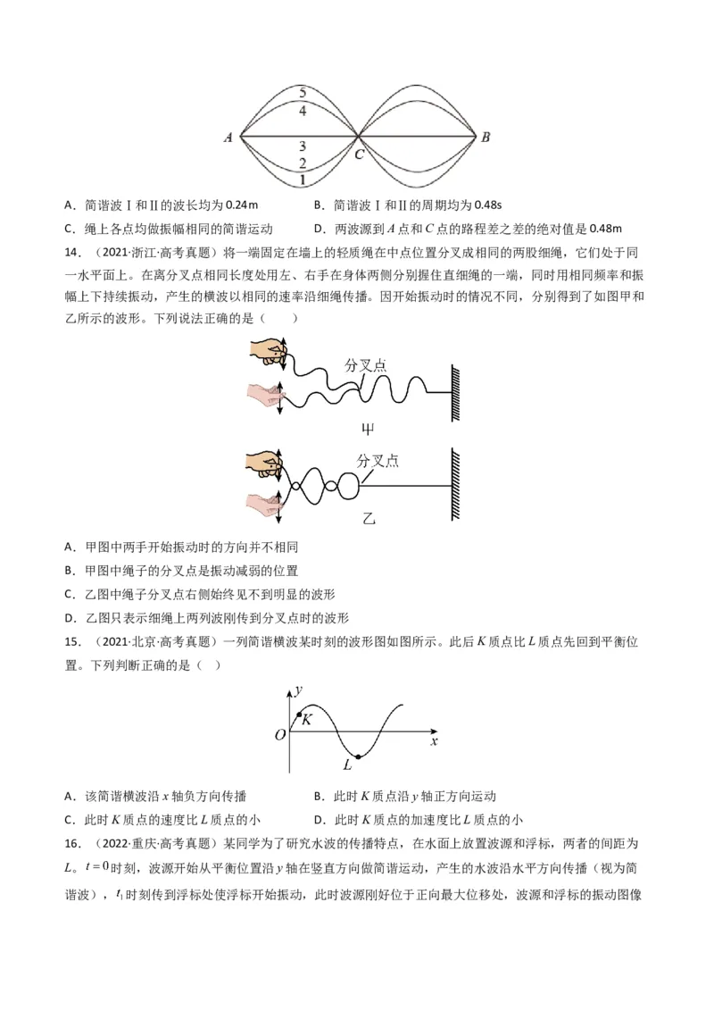 专题17机械振动与机械波学易金卷：三年（2021-2023）高考物理真题分项汇编（全国通用）（原卷版）_2024年4月_其他