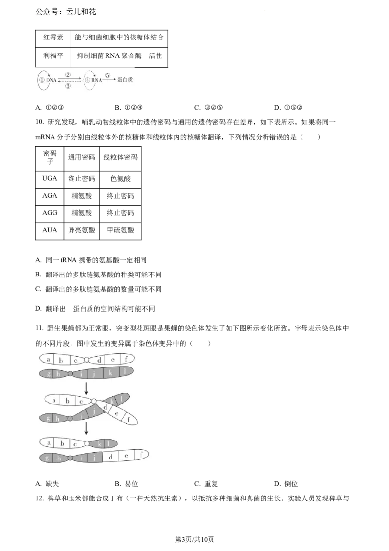 广西南宁市2023-2024学年高一下学期期末考调研测试生物试题_2024-2025高一（7-7月题库）_2024年8月试卷_0813广西南宁市2023-2024学年高一下学期期末考试