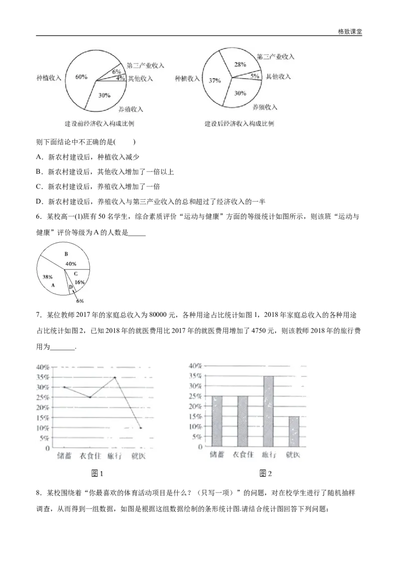 新教材精创9.2.1总体取值规律的估计（第2课时）统计图同步练习（2）（原卷版）_E015高中全科试卷_数学试题_必修2_02.同步练习_同步练习（第四套）
