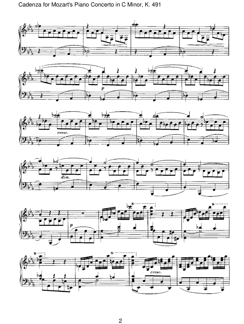 CadenzaforMozart'sPianoConcertoinCMinor,K.491_一万首著名钢琴曲谱哈农贝多芬合集视频教学电子版高清无水印可打印_1古典钢琴知名音乐家谱_勃拉姆斯钢琴谱全集
