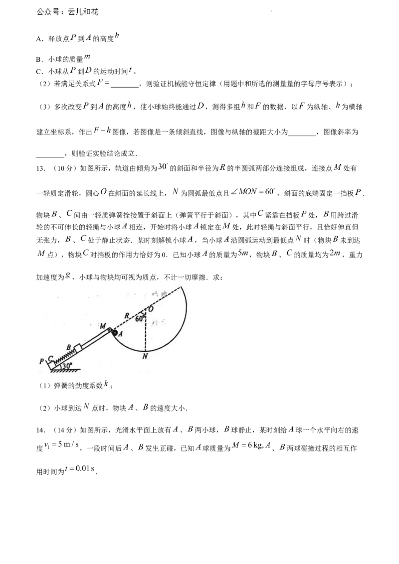 河南省南阳市金科新未来2023-2024学年高一下学期7月期末考试物理试题_2024-2025高一（7-7月题库）_2024年8月试卷_0802河南省新未来2023-2024学年高一下学期7月期末联考