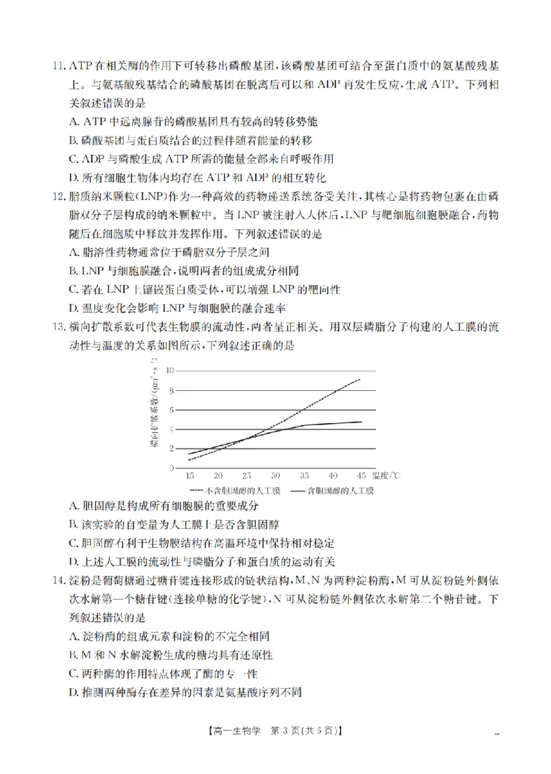 生物_扫描版_2024-2025高一（7-7月题库）_2026年1月高一_260127河南省豫北创新发展联盟2025-2026学年高一上学期第一次质量检测试题（全）