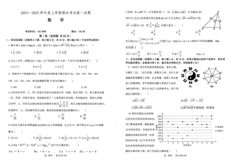 辽宁省普通高中2024-2025学年高一上学期1月期末考试数学PDF版含答案_2024-2025高一（7-7月题库）_2025年01月试卷_0116辽宁省普通高中2024-2025学年高一上学期1月期末考试