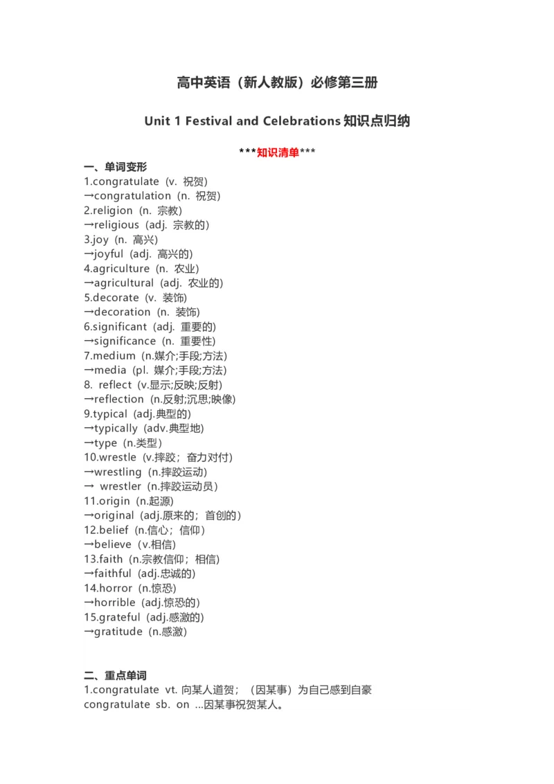 高中英语（新人教版）必修第三册（54页）_E015高中全科试卷_英语试题_必修3_3.新版高中英语必修三_6.知识汇总