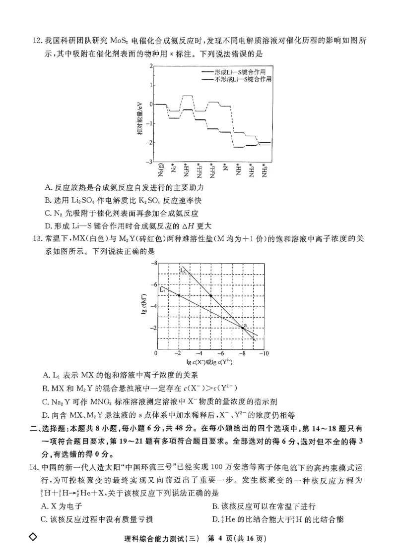 扫描件_理科综合能力测试(三)_2024年5月_01按日期_6号_2024届衡水名师卷&middot;高考模拟压轴卷(三)_衡水名师卷&middot;2023-2024高考模拟压轴卷(三)理科综合试题