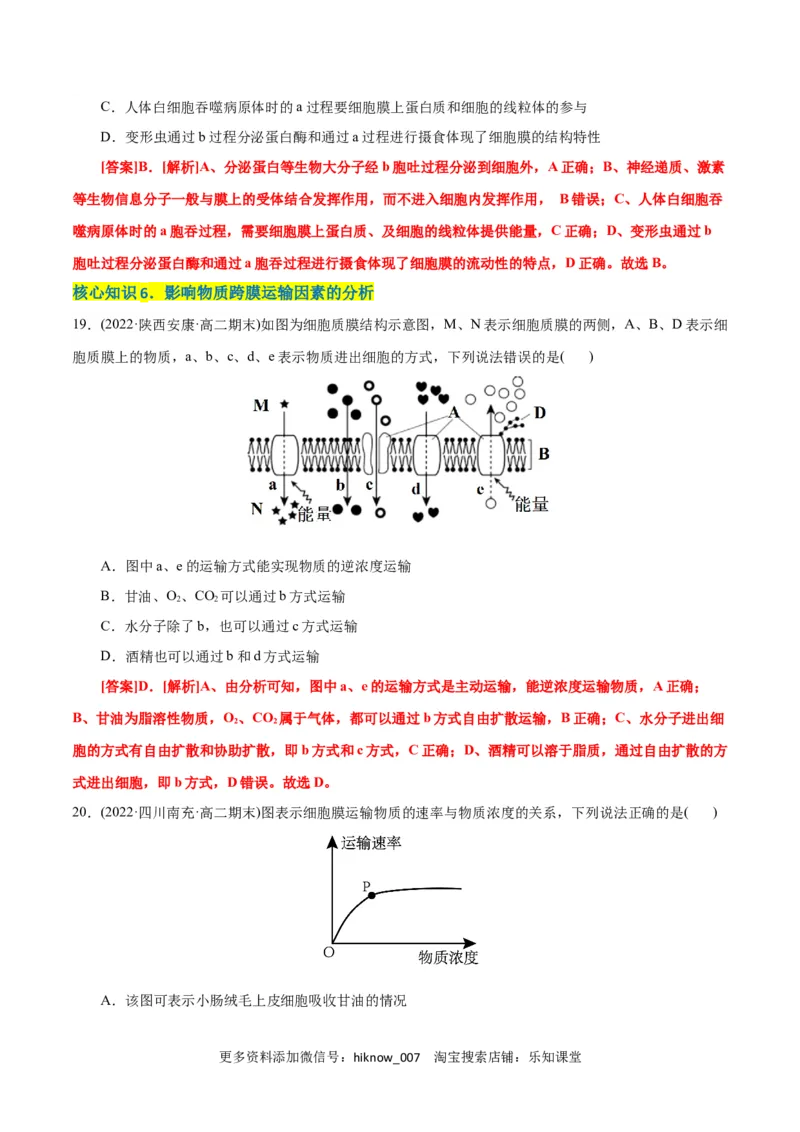 第4章细胞的物质输入和输出（A卷&middot;知识通关练）（解析版）_E015高中全科试卷_生物试题_必修1_1.单元测试_1.单元测试AB卷（第一套）