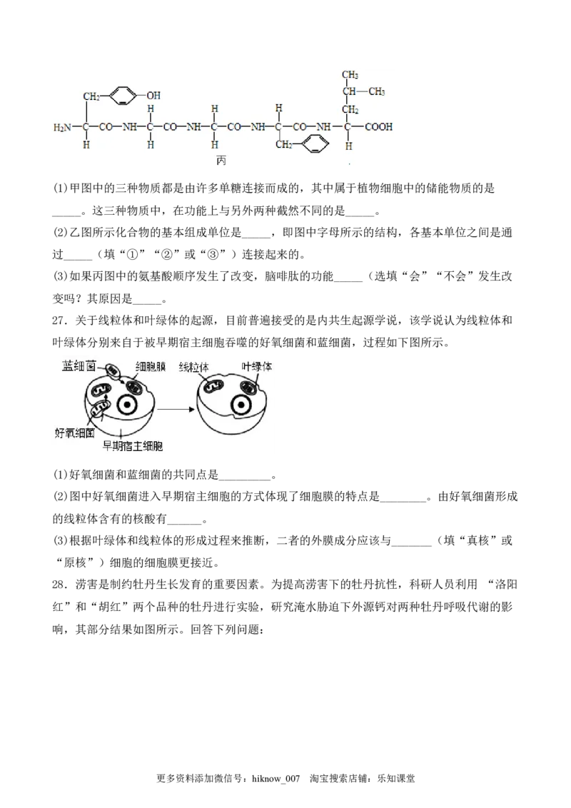 综合拉练卷03（原卷版）_E015高中全科试卷_生物试题_必修1_4.期末试卷_1.模拟题_综合拉练卷03-2022-2023学年上学期高一生物期末考试综合拉练卷（人教版2019必修1）