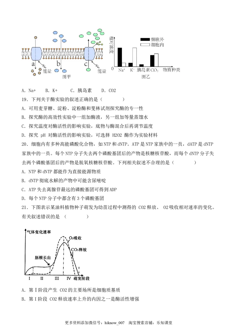 综合拉练卷03（原卷版）_E015高中全科试卷_生物试题_必修1_4.期末试卷_1.模拟题_综合拉练卷03-2022-2023学年上学期高一生物期末考试综合拉练卷（人教版2019必修1）