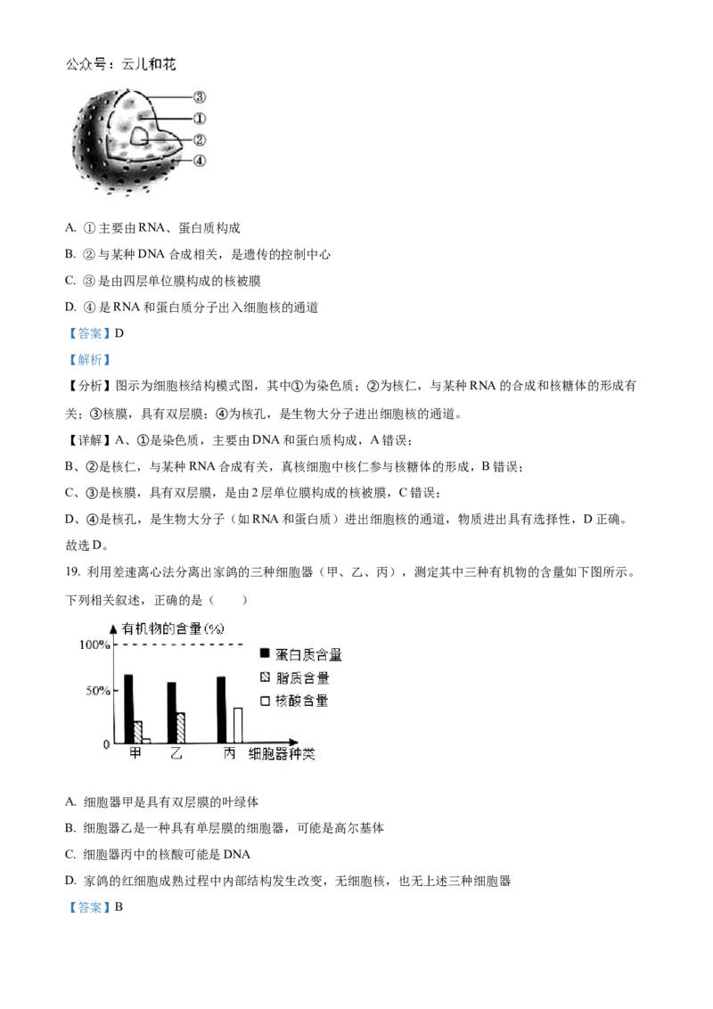 浙江省宁波市三锋联盟2024-2025学年高一上学期11月期中考试生物Word版含解析_2024-2025高一（7-7月题库）_2024年11月试卷_1126浙江省宁波市三锋联盟2024-2025学年高一上学期11月期中考试