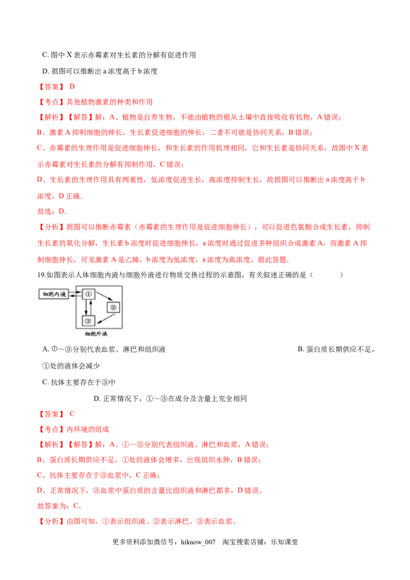 高二生物上学期期末测试卷02（人教版2019选择性必修1）（解析版）_E015高中全科试卷_生物试题_选修1_4期末试卷_高二生物上学期期末测试卷02（人教版2019选择性必修1）(25985810)