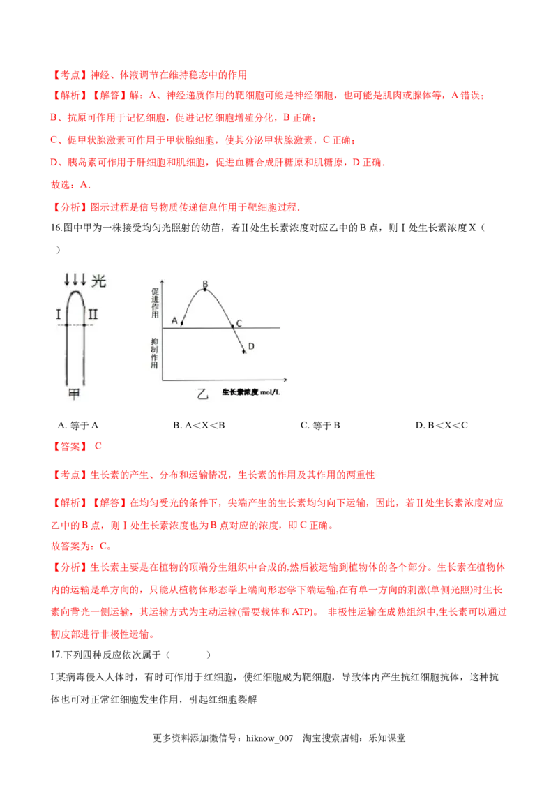 高二生物上学期期末测试卷02（人教版2019选择性必修1）（解析版）_E015高中全科试卷_生物试题_选修1_4期末试卷_高二生物上学期期末测试卷02（人教版2019选择性必修1）(25985810)