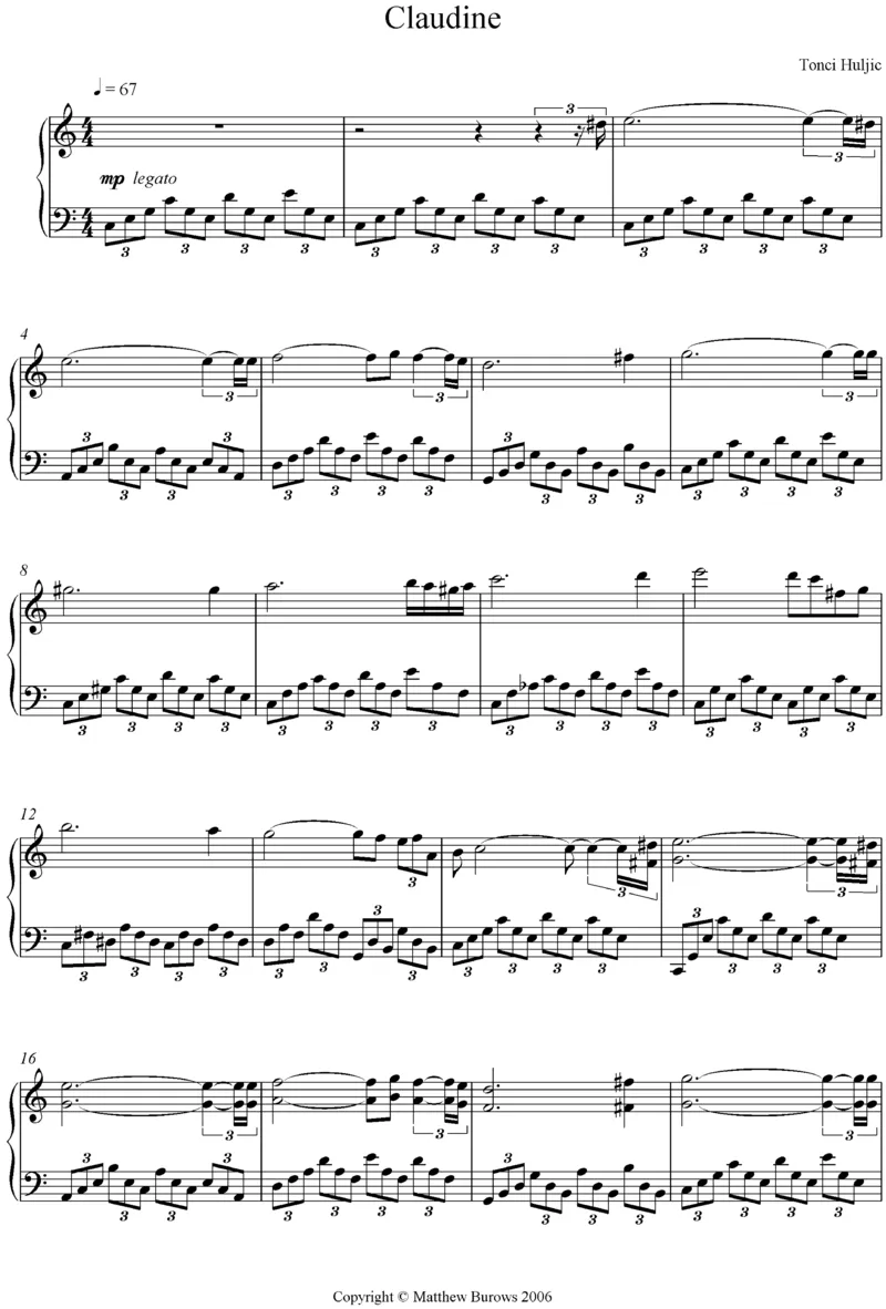 claudine_一万首著名钢琴曲谱哈农贝多芬合集视频教学电子版高清无水印可打印_02现代钢琴谱合集_马克西姆钢琴谱全集