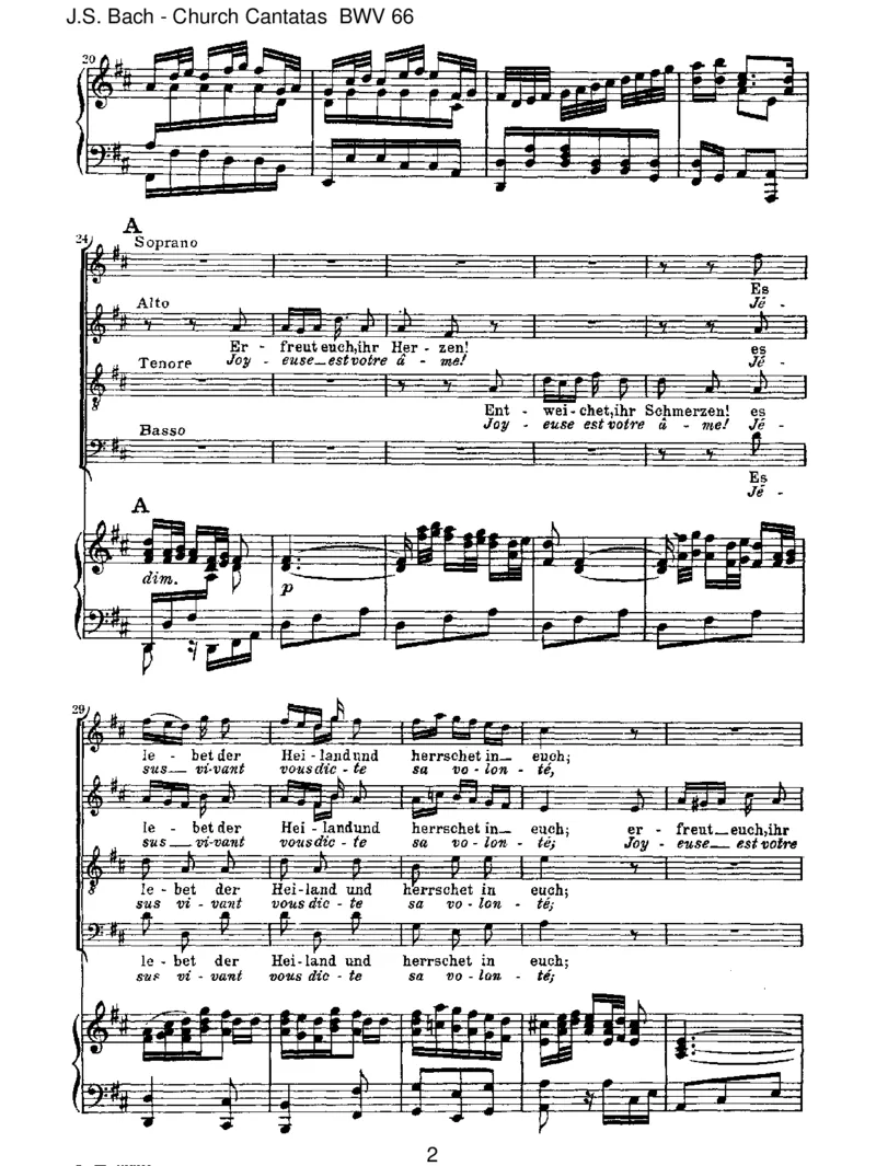 BWV66Erfreuteuch,ihrHerzen_一万首著名钢琴曲谱哈农贝多芬合集视频教学电子版高清无水印可打印_1古典钢琴知名音乐家谱_巴赫钢琴谱全集_J.S巴赫作品全集_JohannSebastianBach(1685-1750)巴赫