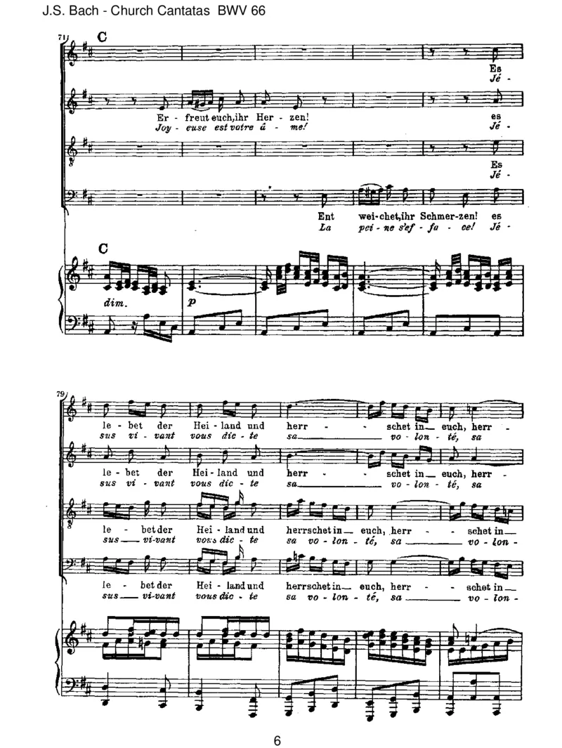 BWV66Erfreuteuch,ihrHerzen_一万首著名钢琴曲谱哈农贝多芬合集视频教学电子版高清无水印可打印_1古典钢琴知名音乐家谱_巴赫钢琴谱全集_J.S巴赫作品全集_JohannSebastianBach(1685-1750)巴赫