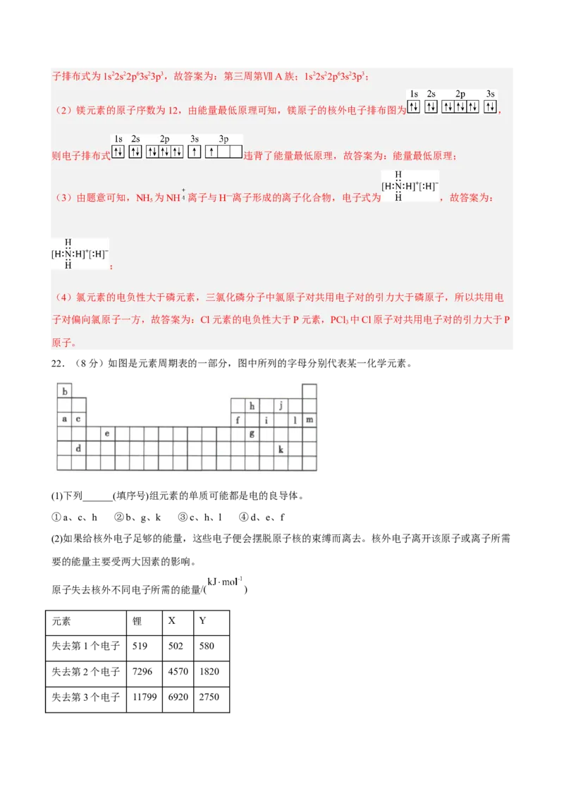 第一章原子结构与性质（B卷&middot;能力提升练）（解析版）_E015高中全科试卷_化学试题_选修2_4.新版人教版高中化学试卷选择性必修2_2.单元测试AB卷