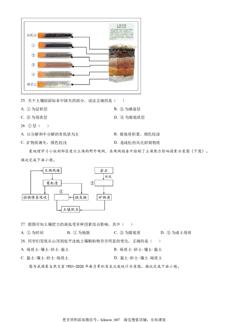 高一上学期期末地理试题（原卷版）_E015高中全科试卷_地理试题_必修1_4.期末试卷_高一上学期期末地理试题03