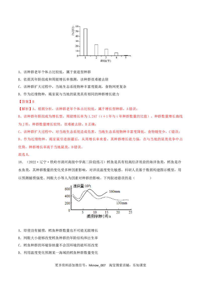 第1章种群及其动态（B卷&middot;能力提升练）（解析版）_E015高中全科试卷_生物试题_选修2_1.单元测试_2、单元测试AB卷2023