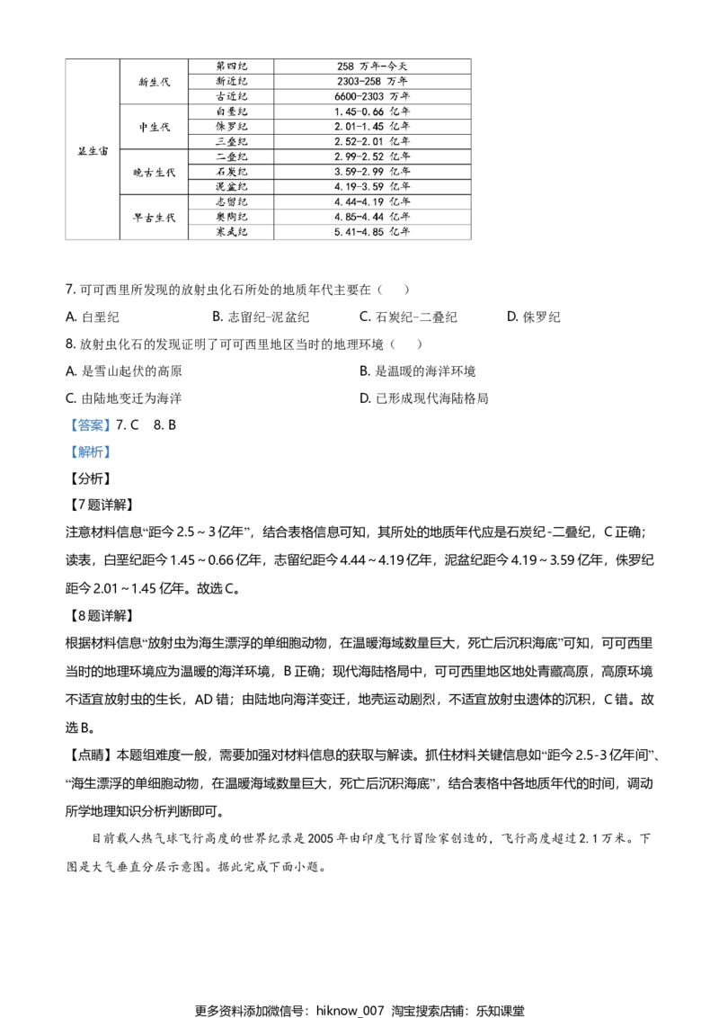 高一上学期期末地理试题（解析版）_E015高中全科试卷_地理试题_必修1_4.期末试卷_高一上学期期末地理试题01
