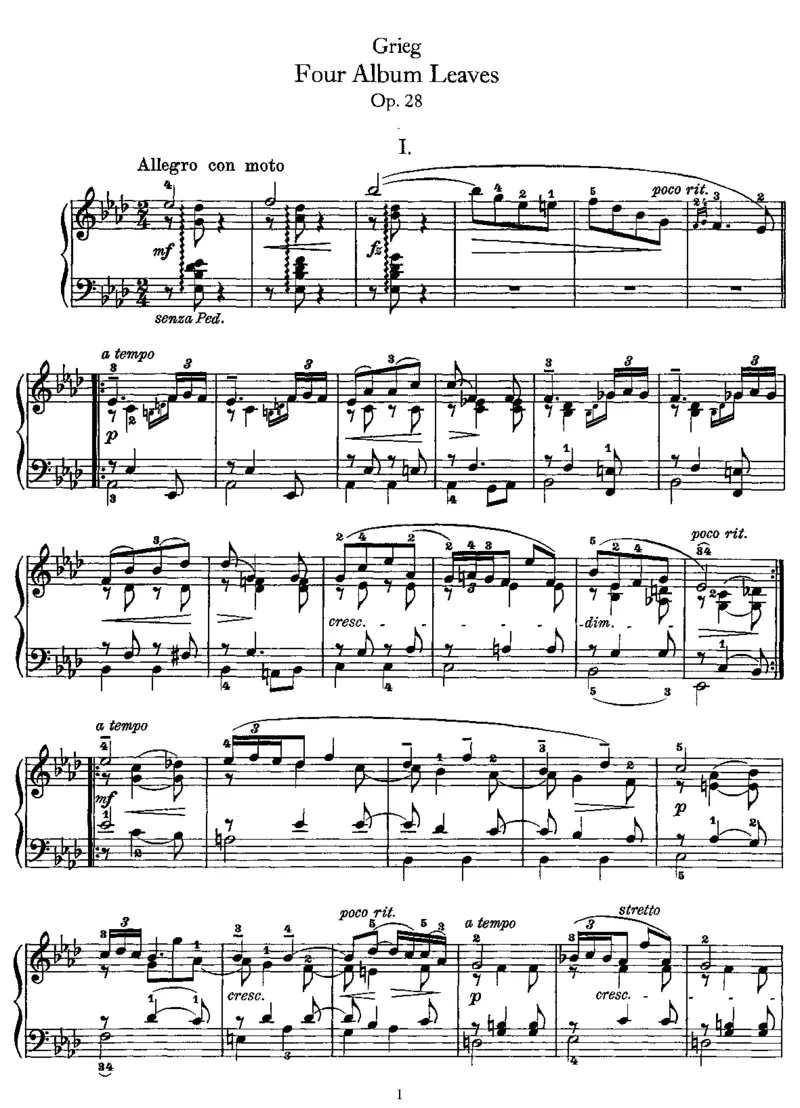 4AlbumLeaves,Op28_一万首著名钢琴曲谱哈农贝多芬合集视频教学电子版高清无水印可打印_1古典钢琴知名音乐家谱_格里格钢琴谱全集_其他