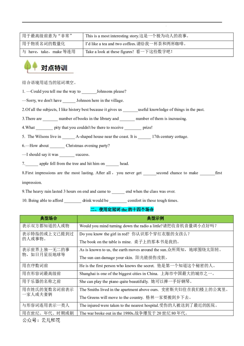 衔接点01名词、冠词（初高考点差异及衔接）（原卷版）_2024-2025高一（7-7月题库）_2024年7月试卷