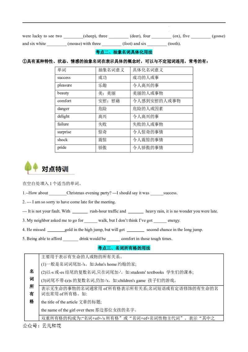 衔接点01名词、冠词（初高考点差异及衔接）（原卷版）_2024-2025高一（7-7月题库）_2024年7月试卷