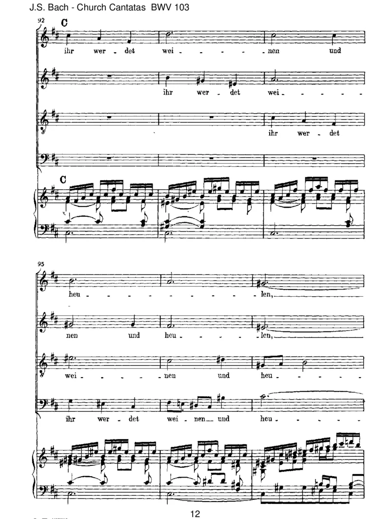 BWV103Ihrwerdetweinenundheulen_一万首著名钢琴曲谱哈农贝多芬合集视频教学电子版高清无水印可打印_1古典钢琴知名音乐家谱_巴赫钢琴谱全集_J.S巴赫作品全集_JohannSebastianBach(1685-1750)巴赫