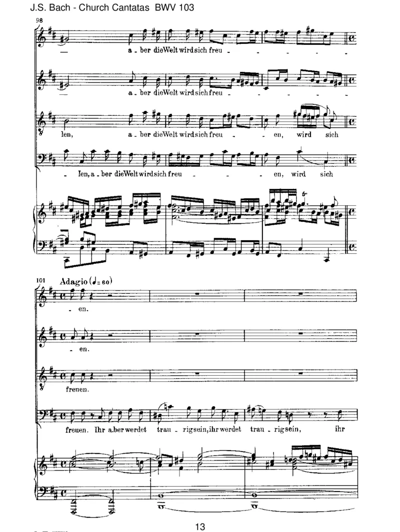 BWV103Ihrwerdetweinenundheulen_一万首著名钢琴曲谱哈农贝多芬合集视频教学电子版高清无水印可打印_1古典钢琴知名音乐家谱_巴赫钢琴谱全集_J.S巴赫作品全集_JohannSebastianBach(1685-1750)巴赫