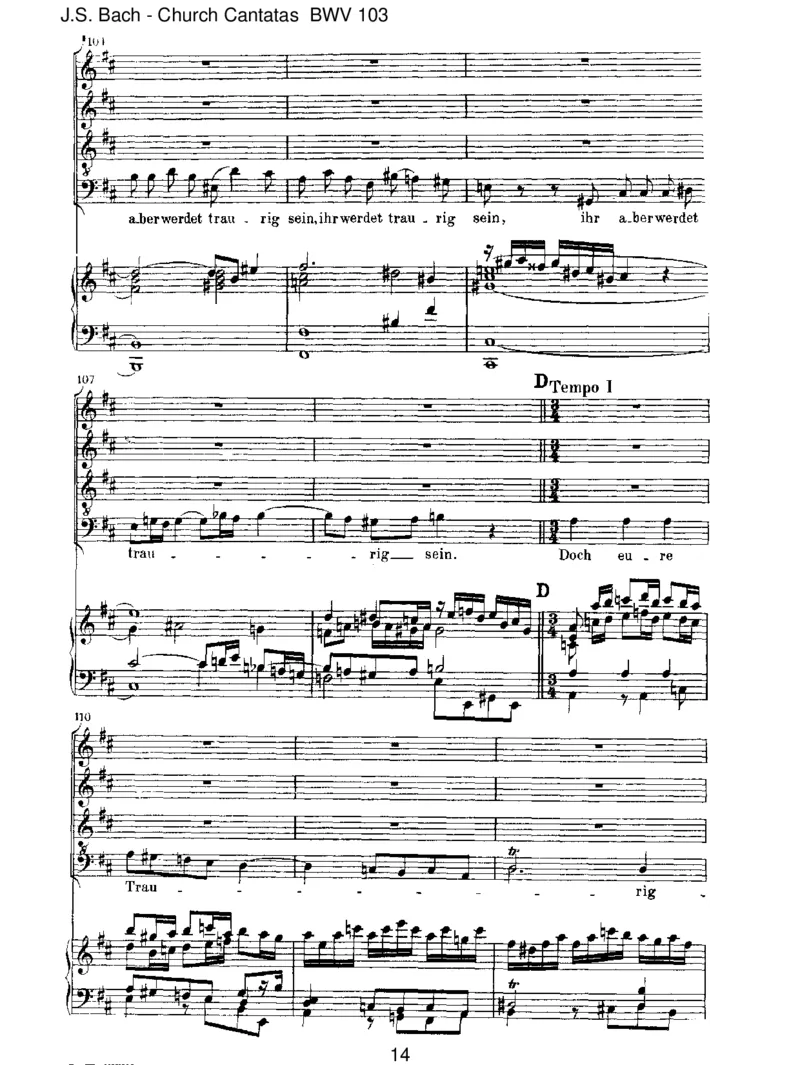 BWV103Ihrwerdetweinenundheulen_一万首著名钢琴曲谱哈农贝多芬合集视频教学电子版高清无水印可打印_1古典钢琴知名音乐家谱_巴赫钢琴谱全集_J.S巴赫作品全集_JohannSebastianBach(1685-1750)巴赫