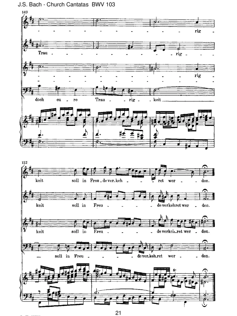 BWV103Ihrwerdetweinenundheulen_一万首著名钢琴曲谱哈农贝多芬合集视频教学电子版高清无水印可打印_1古典钢琴知名音乐家谱_巴赫钢琴谱全集_J.S巴赫作品全集_JohannSebastianBach(1685-1750)巴赫